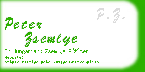 peter zsemlye business card